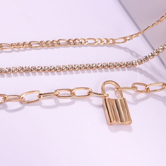 Chain and Lock Anklet, Gold Lock Anklet, Silver Lock Anklet - Picture 3 of 10